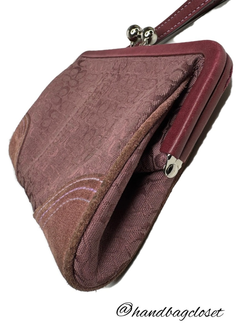 Coach Purple Signature Kisslock Wristlet Pouch Y2K Coin Purse  Bag - Picture 6 of 16